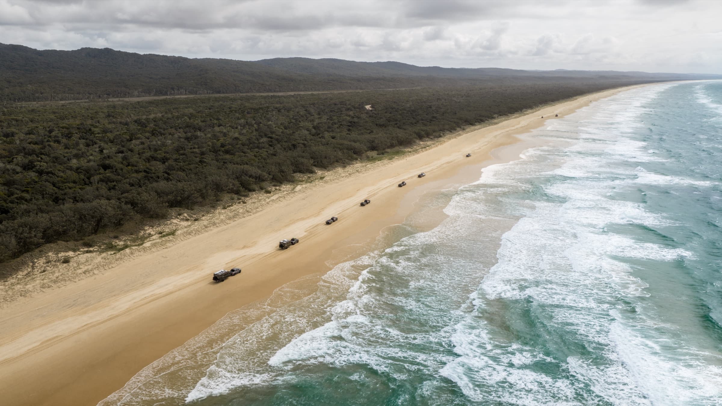 OPUS convoy on 75 Mile Beach, K'Gari
