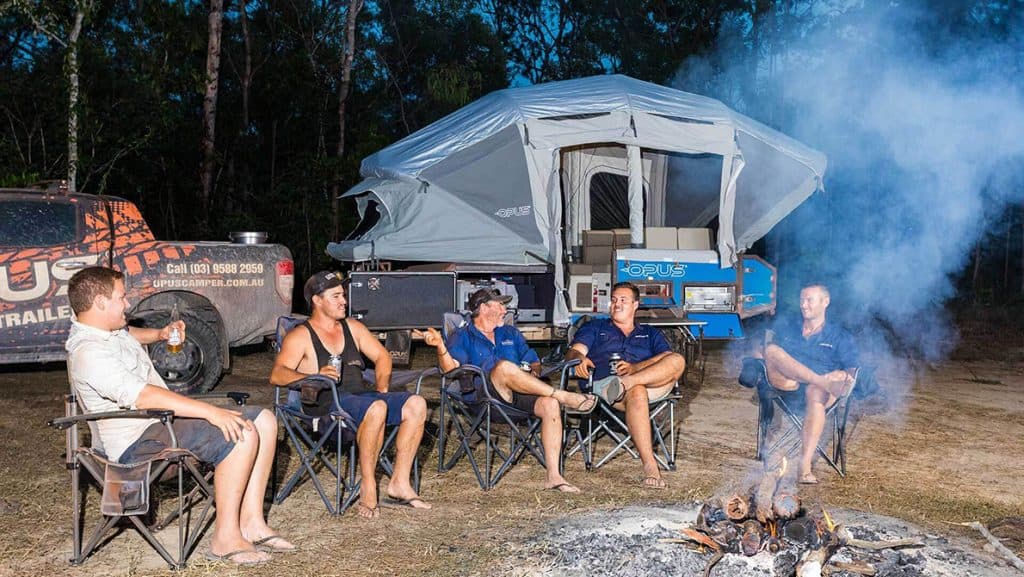 Family camping in the Australian bush